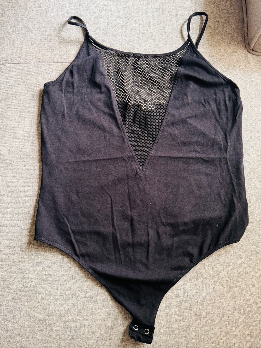 Black Mesh V-Neck Bodysuit size large